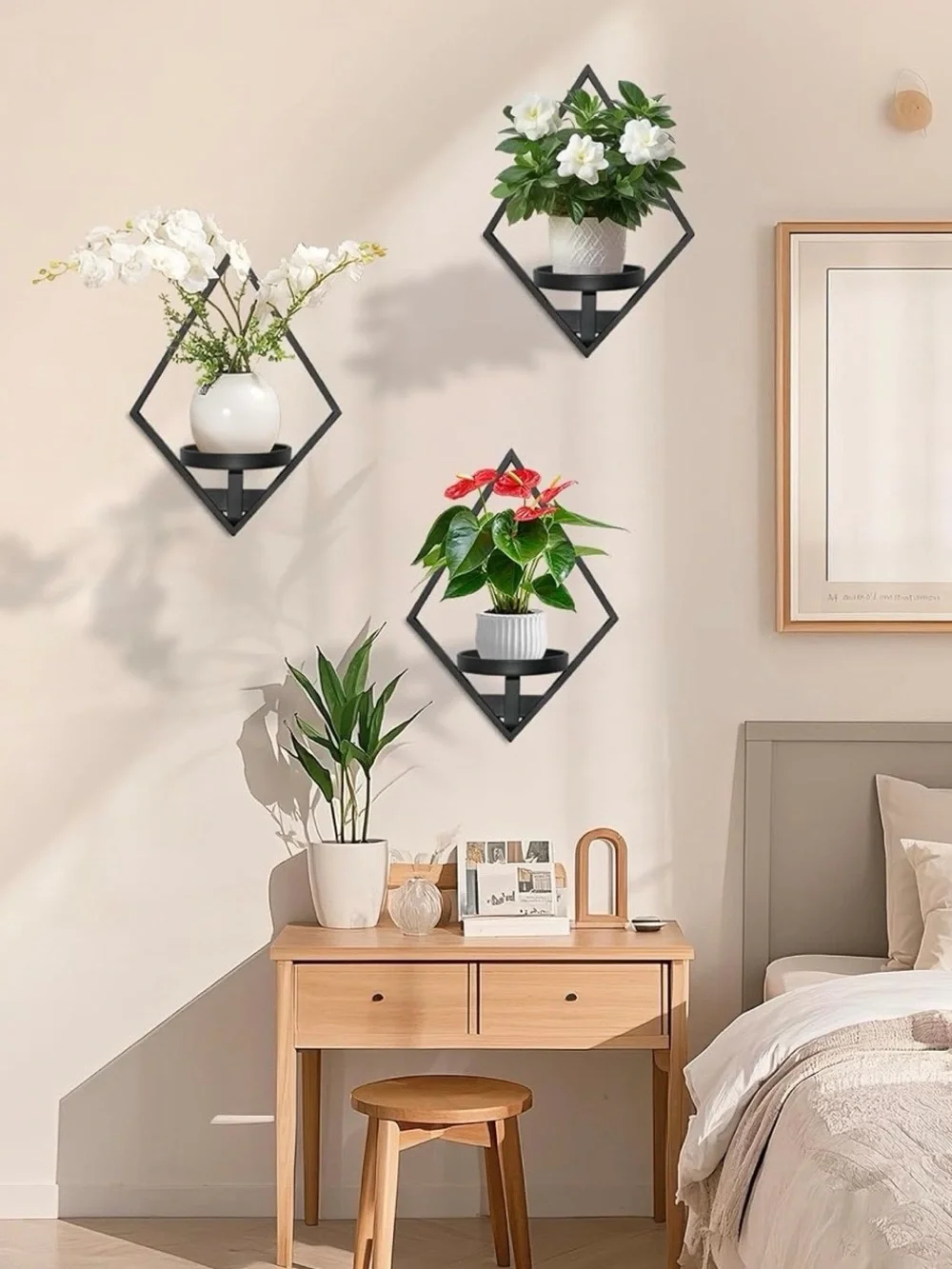 Black Diamond Wall Planter Shelf - Modern Home Wall Decor 3pack